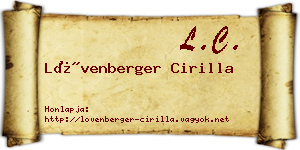 Lövenberger Cirilla névjegykártya